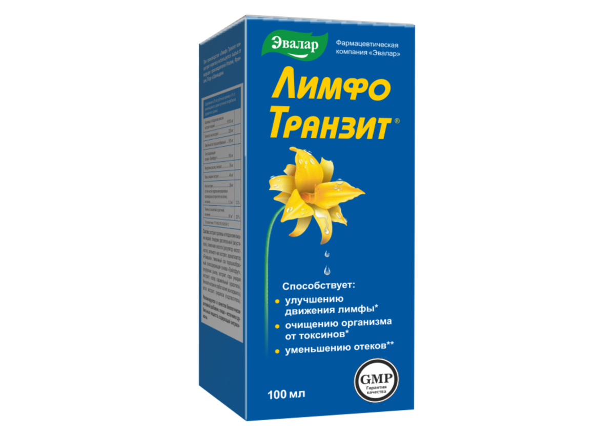 «ЛимфоТранзит» способствует улучшению движения лимфы и очищению организма от токсинов, а следовательно — уменьшению отеков. Средство противопоказано при индивидуальной непереносимости, беременности и кормлении грудью. Перед применением рекомендуется проконсультироваться с врачом.