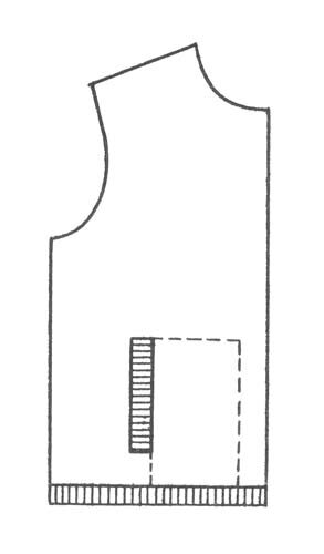 Рис. 2 Вязание вертикального кармана