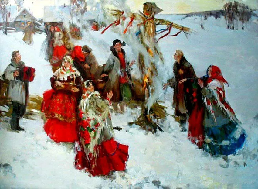 Традиции встречи масленицы. Картина Анны Виноградовой Масленица.
