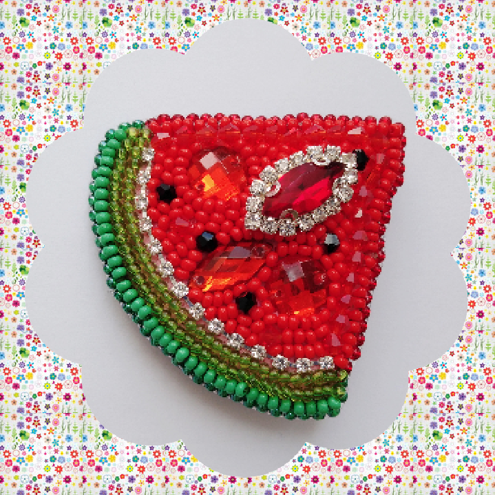 Брошь "Арбузная" Размеры 5х5 см