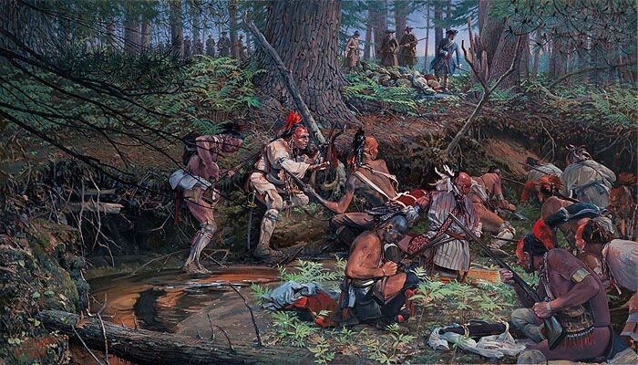   Засада на отряд Джона Лоувелла в 1725 году. Худ. Джон Бакстен