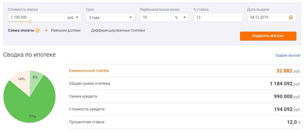 Ипотечный калькулятор.