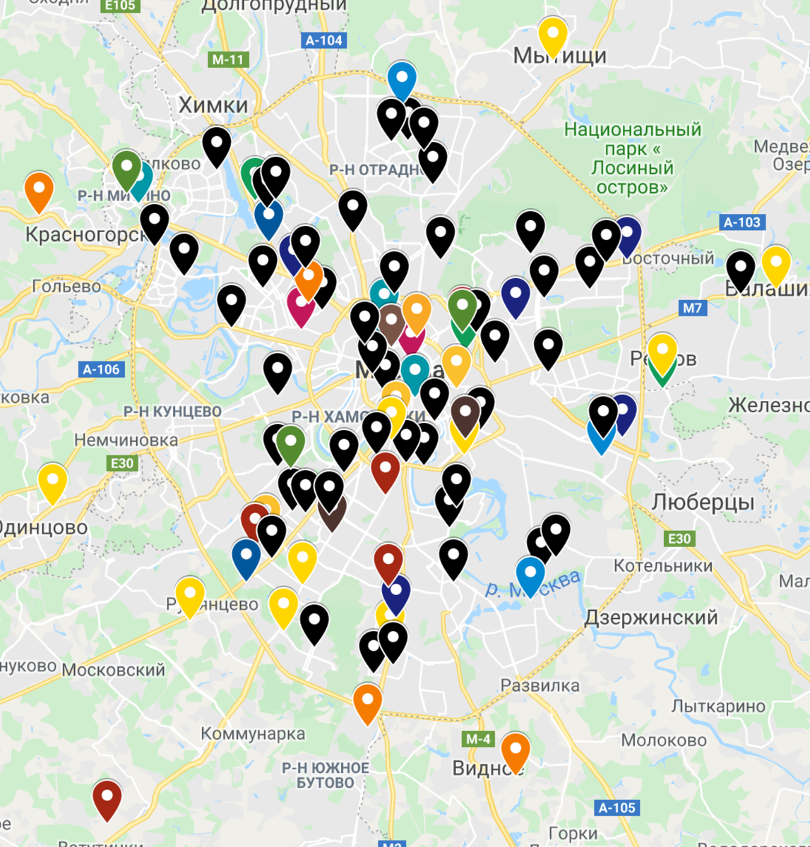 И здесь еще указаны далеко не все клубы МО!