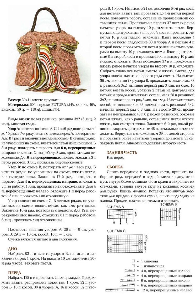 Схема вязания сумки крючком
