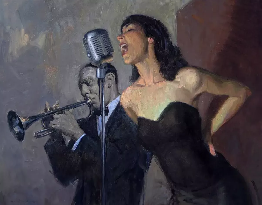 Песня мужчина с женщиной поют. Eric Bowman художник.