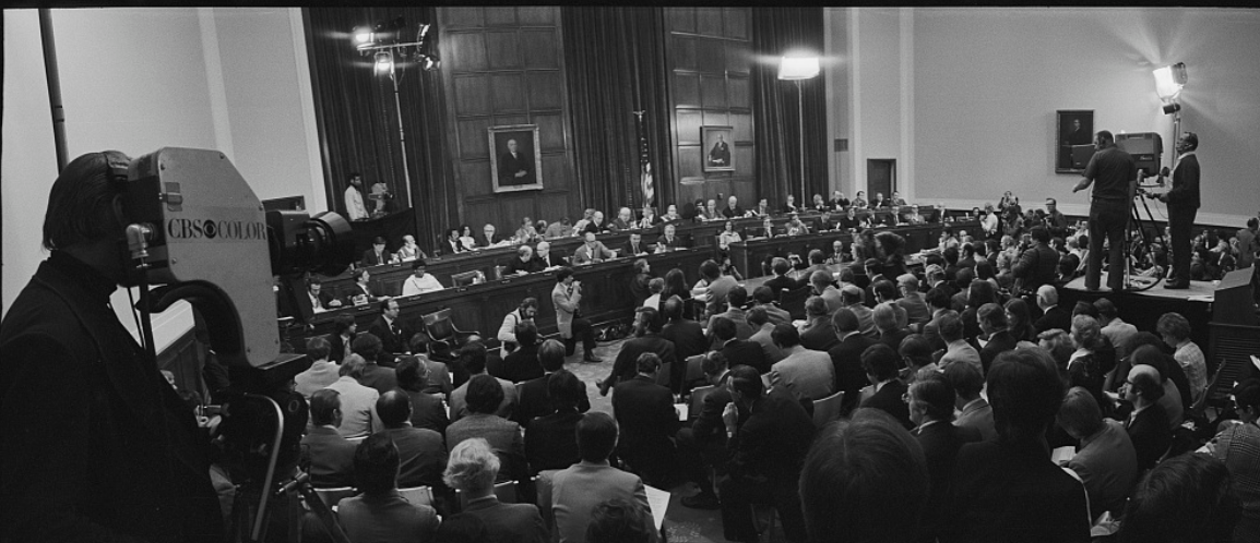 Opening day of the Nixon impeachment inquiry, from https://commons.wikimedia.org/