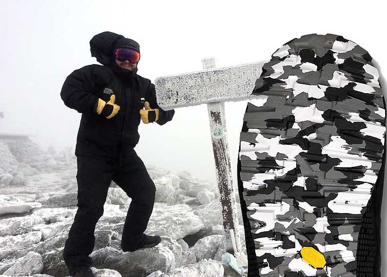 Протектор Icetrek на подошве походных сапог Vasque Lost 40 используется для безопасного передвижения по мёрзлой земле и ледяным торосам.