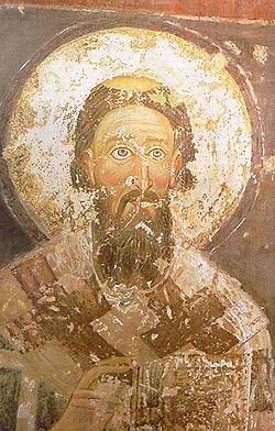 Святитель Савва Сербский. Фреска до реставрации.