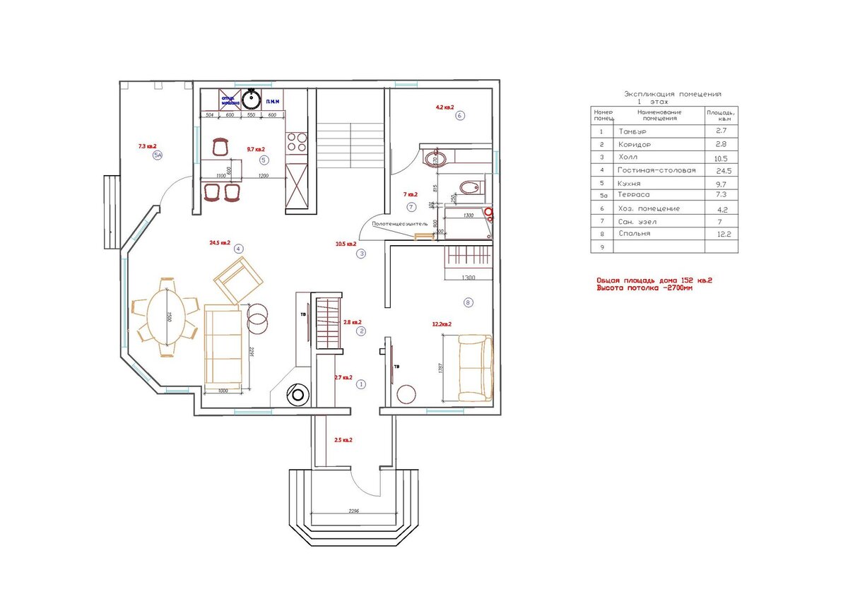 планировочное решение коттеджа 1 этаж