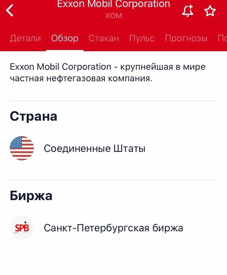 Exxon Mobil Corporation - падение 5,04%