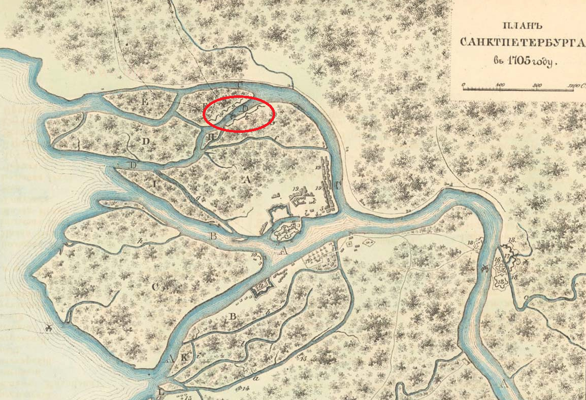 красным овалом выделены шведские и российские позиции