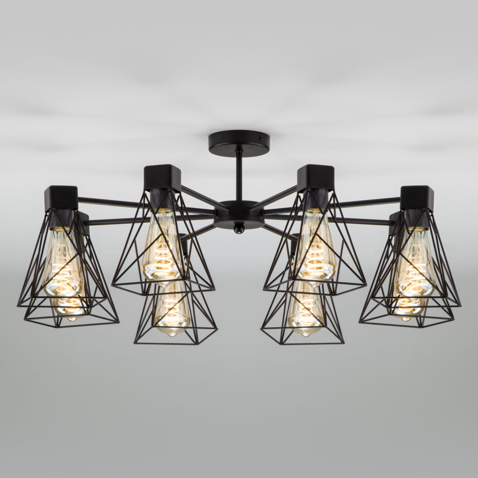 Потолочная люстра в стиле лофт Trappola 8 черный - Gem Lamp