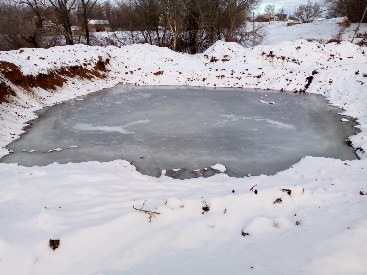 Фото пруда февраль 2021г. через 1,5 после копки.