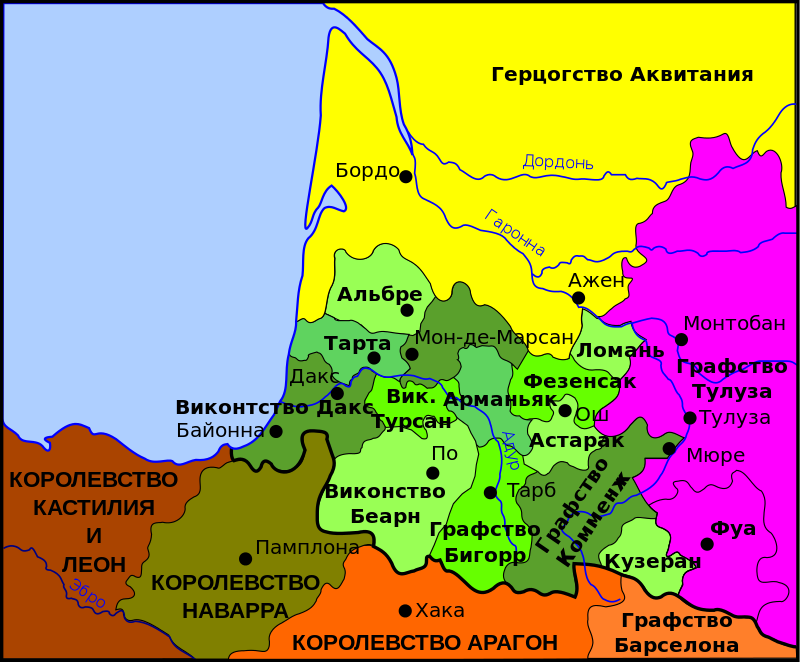 Гасконь в 1150 году