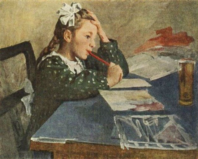  Ф.П.Решетников "За уроками" 1952 г.