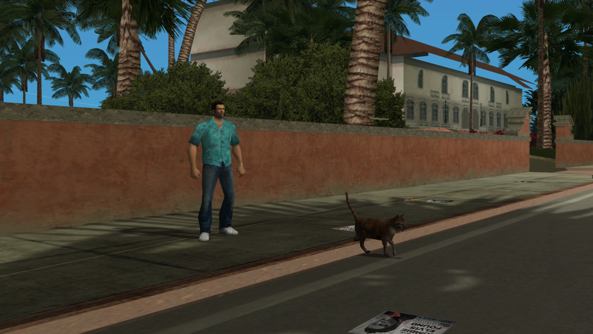 Томми и котик около особняка Весетти