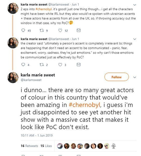 Обратите внимание, что она пишет именно PoC то есть, people of color, а не  какой-нибудь вариант слова black. Но наши храбрые СМИ, отличились филигранной точностью и стали в унисон возмущаться тому, что эта никому не известная сценаристка требует именно чернокожих людей в касте. Хотя этого она не требовала.