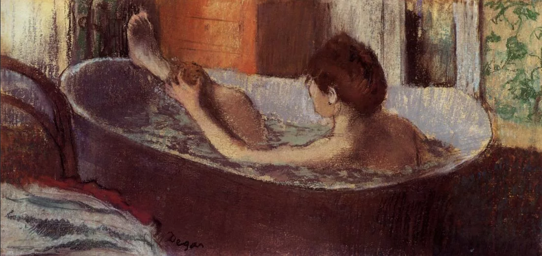 Женщина в ванной Протирка ноге, 1884, Edgar Degas - Пастель