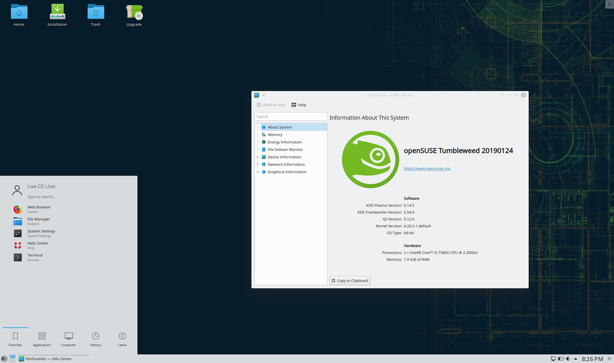 LiveCD openSUSE на KDE