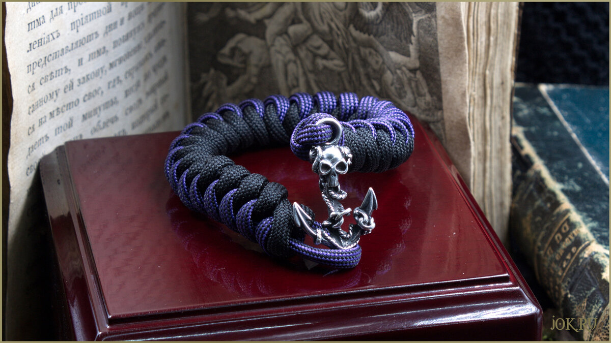 молодежный браслет из паракорда змейка с якорем в мастерской Джокер