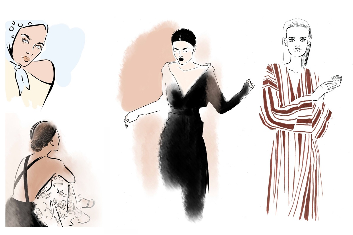 Немного моих работ.  Для знакомства)) Иллюстрации одежды бренда Namelazz 