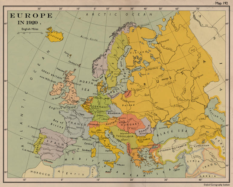 Карта мира в 1920 году