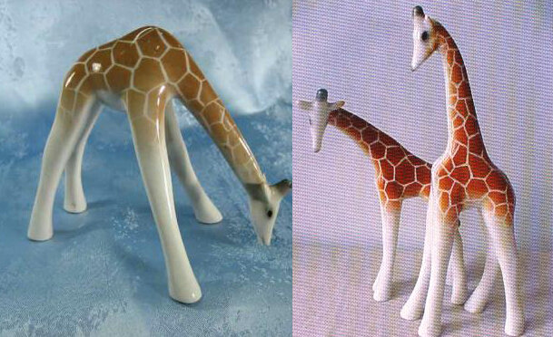 Жирафы из триптиха П.П Веселова, 1960 г. ЛФЗ Фото из архива коллекции "Фарфоровый заповедник"