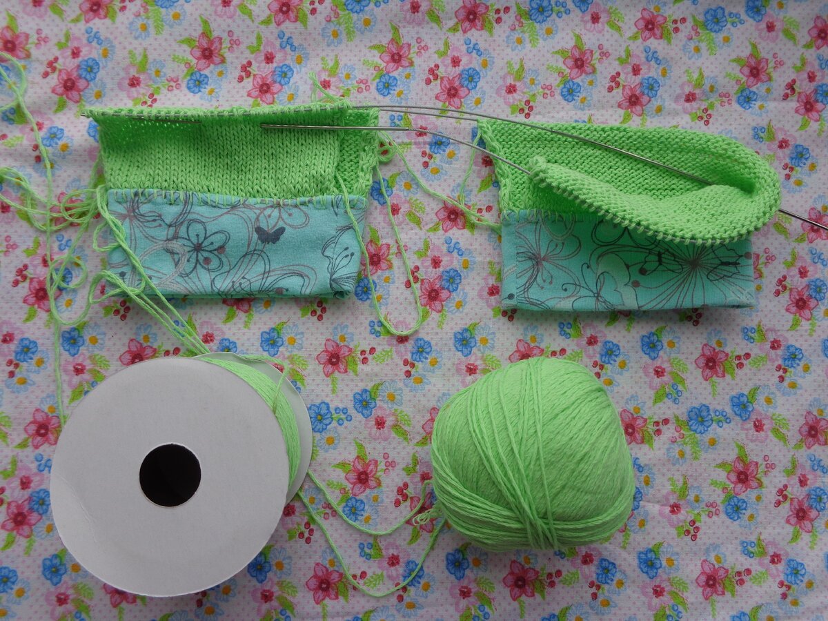 комбинированные вязаные рукава, процесс...