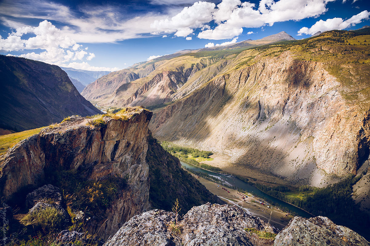 Долина реки Чулышман, вид с перевала Кару-Ярык