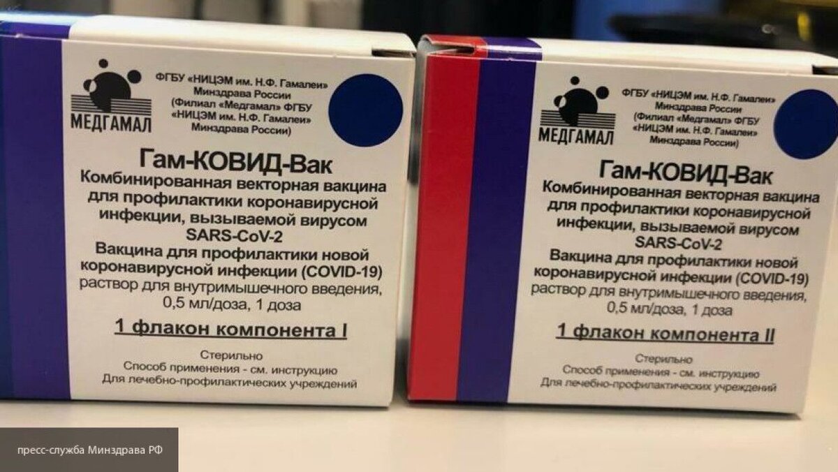 Упаковка российской вакцины.