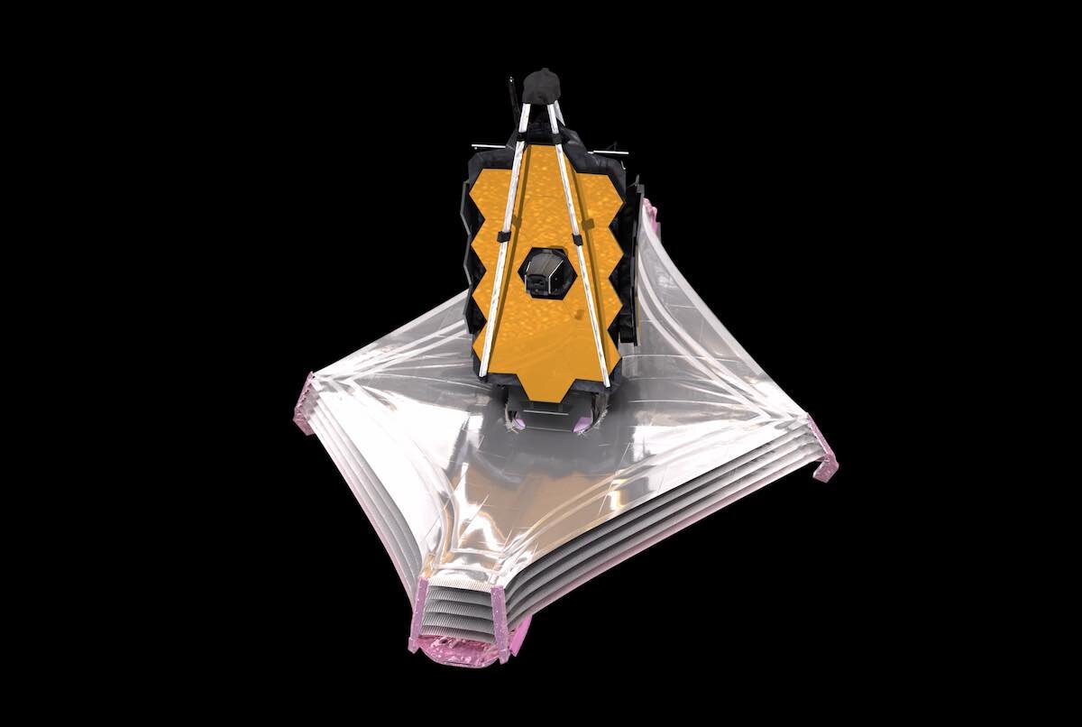  Вид космического телескопа "Джеймс Уэбб" на утро 5 января 2022 года по мск. времени, изображение NASA 