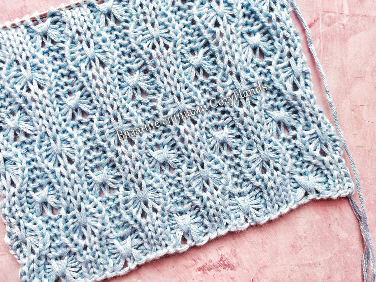 Простой узор спицами для вязания свитеров, палантинов, носков, шапок