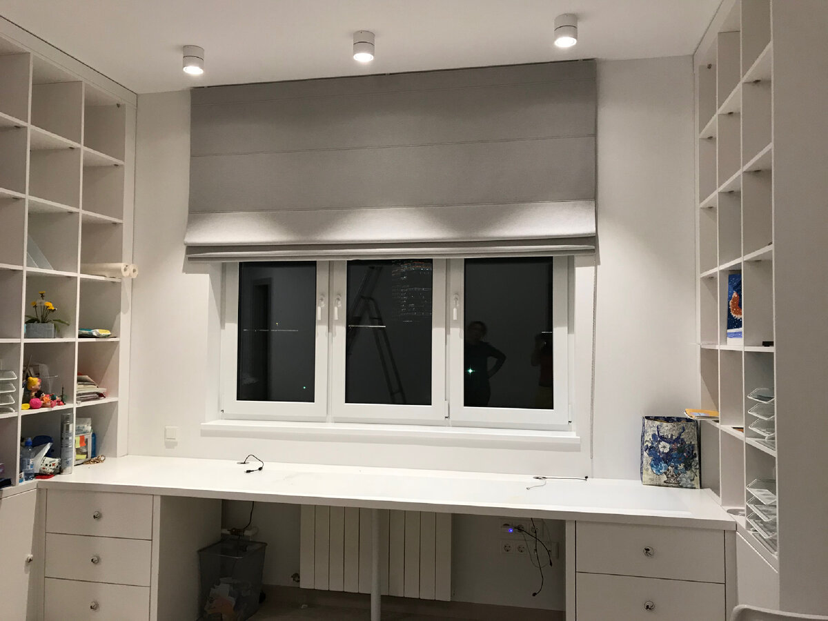 Римская штора из хлопка на подкладке DIMOUT. Москва. ЖК ЗИЛ 