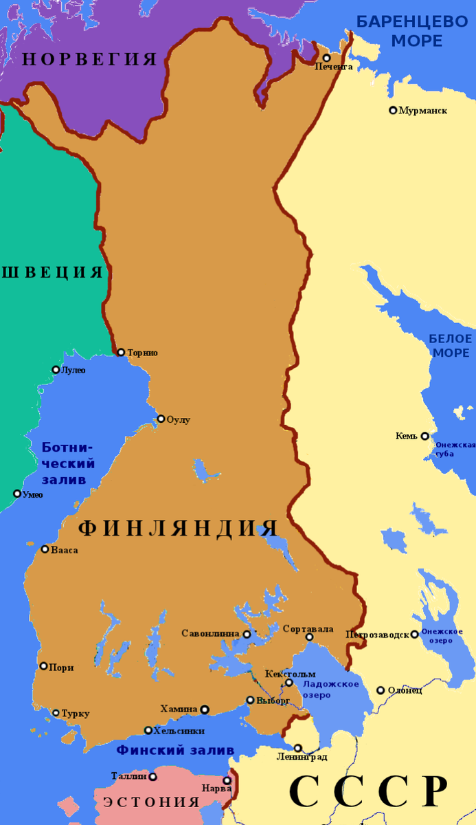 Карта Финляндии до 1939 года