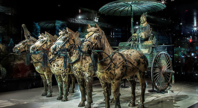 Бронзовые колесницы, обнаруженные в комплексе 