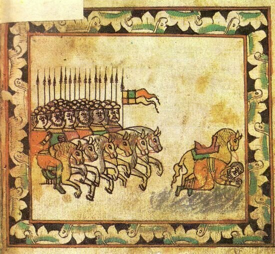 Миниатюра из летописи «Сказания о Мамаевом побоище» Дмитрий Боброк – Волынский слушает землю.