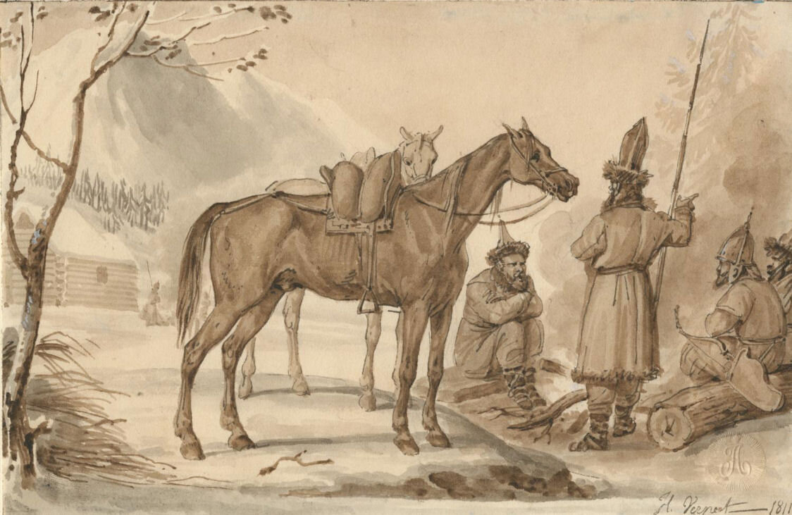 Бивак калмыков. Автор: Верне Орас. 1811 г.