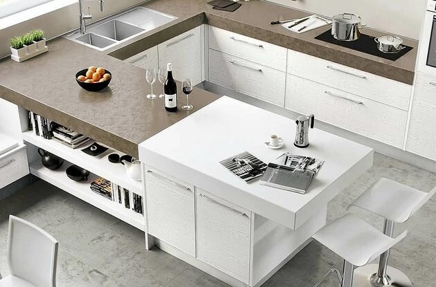 Кухонный гарнитур с барным топом. 