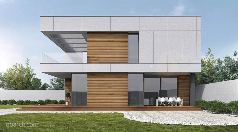 Проект дома в современном стиле с плоской кровлей. Архитектор Кирилл Бабеев, qb architecture