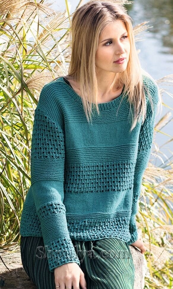 Пуловер спицами для женщин: схемы и описание модных креативных пуловеров