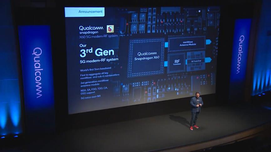 Президент Qualcomm анмон представил модем Snapdragon X60 и радиочастотную систему