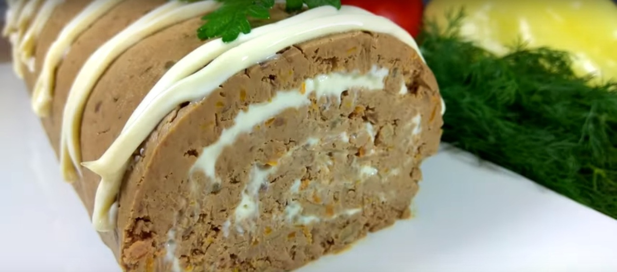 ПЕЧЁНОЧНЫЙ РУЛЕТ с сырной начинкой