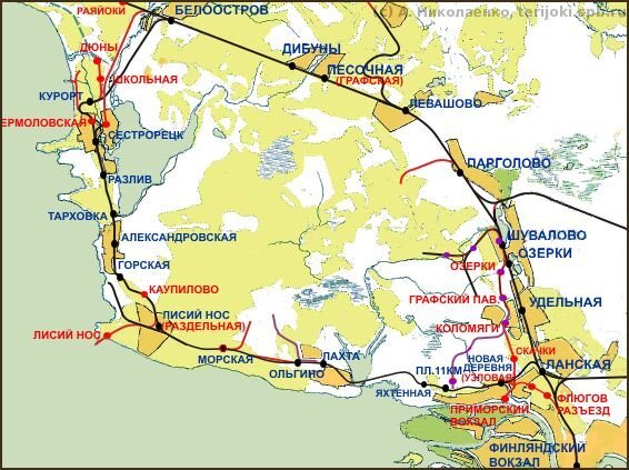 Карта сестрорецк ленинградская область