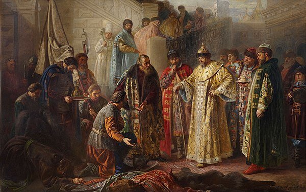С. Ростоворовский "Послы у Ивана Грозного", источник commons.wikimedia.org. Иллюстрации к тесту созданы автором
