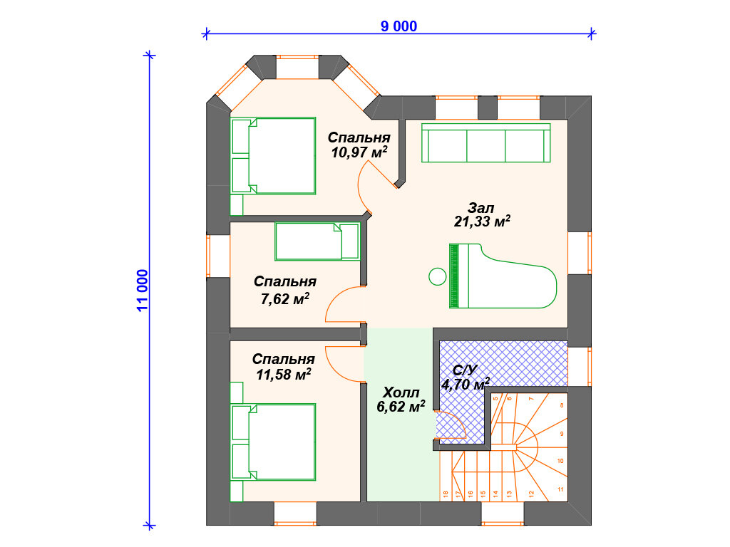 Проект дома 130 кв м с эркером [красивый снаружи и комфортный внутри] |  Arplans.ru - проекты домов | Дзен