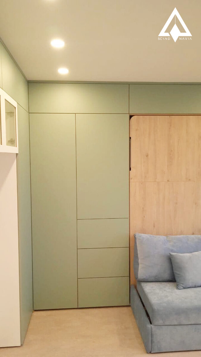 Все фото проекта можно посмотреть в галерее. Двойная шкаф-кровать трансформер с креслами на заказ.