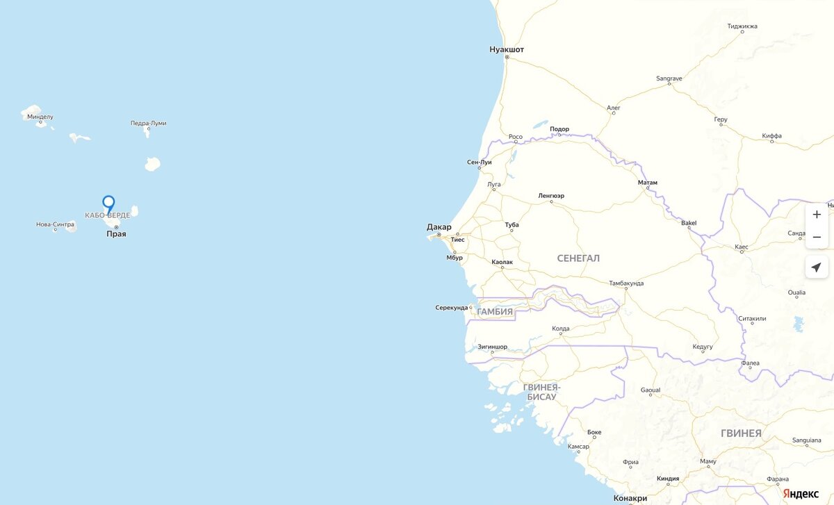 Кабо-Верде. Изображение: yandex.ru/maps 