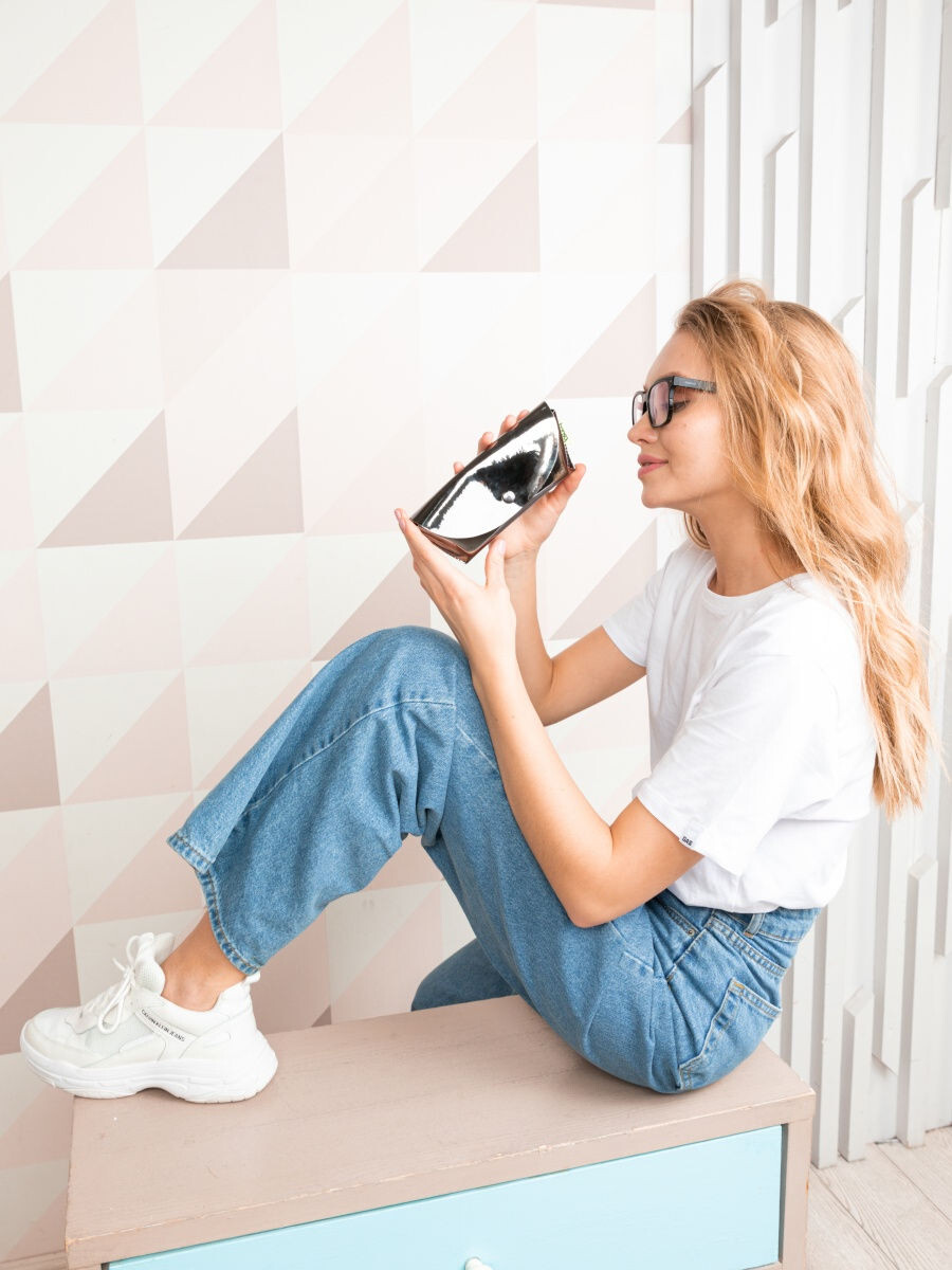 Bansa / Футляр Для Очков Голографический Шелди Хром/Для девушек/Мамы/Для Парня/Для Папы/Для подруги/Подарок  