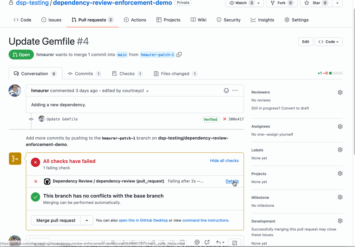 GitHub Обзор зависимостей в действии (Источник: GitHub)