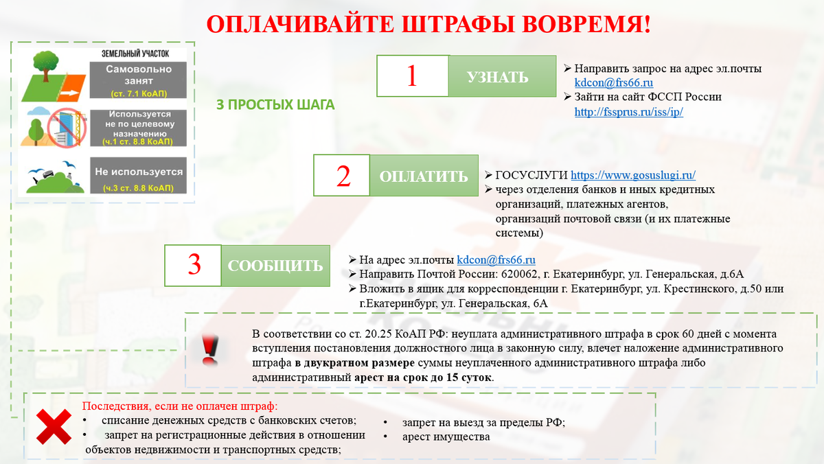 3 Шага по уплате штрафа за нарушение земельного законодательства |  Свердловский Росреестр | Дзен